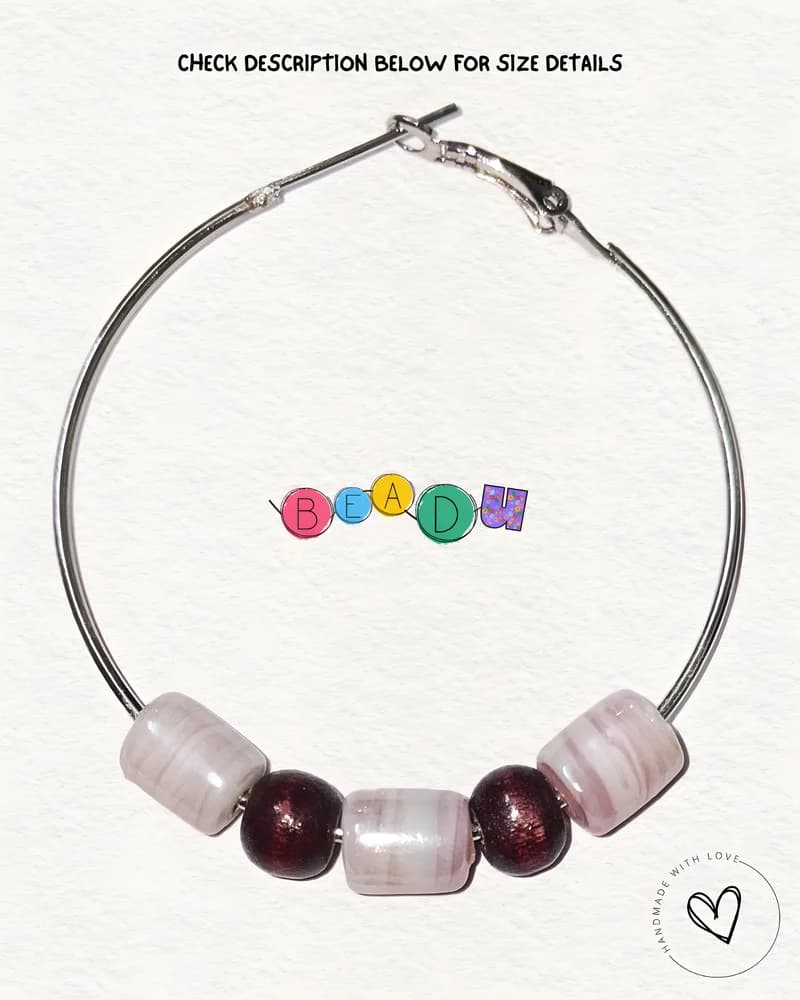 Big Marble Hoop Glass Earring view 2