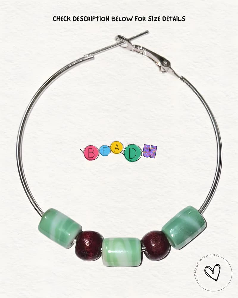 Big Marble Hoop Glass Earring view 3