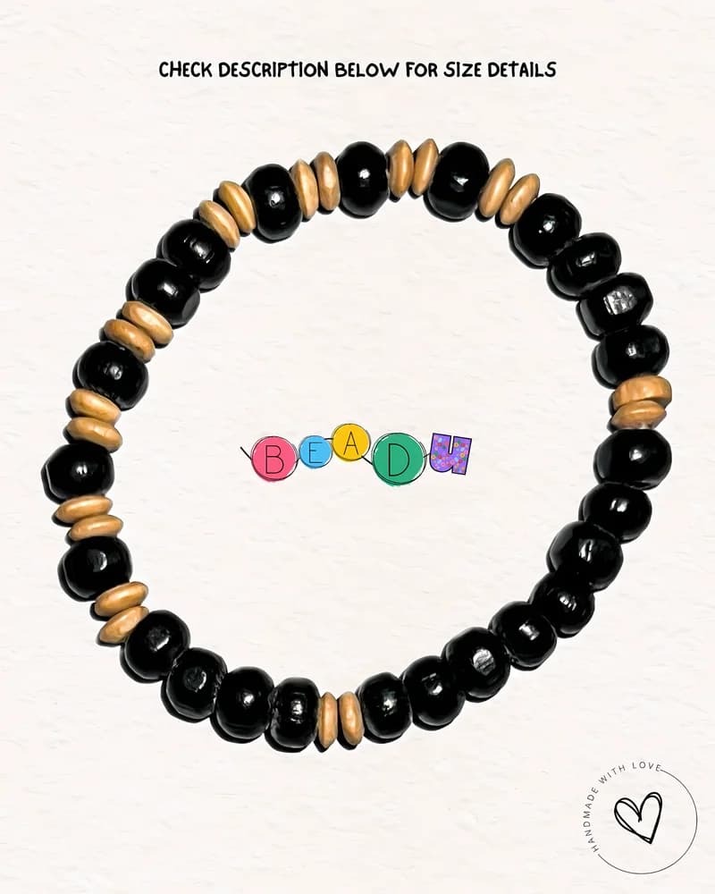 Charcoal Charm Wooden Bracelet