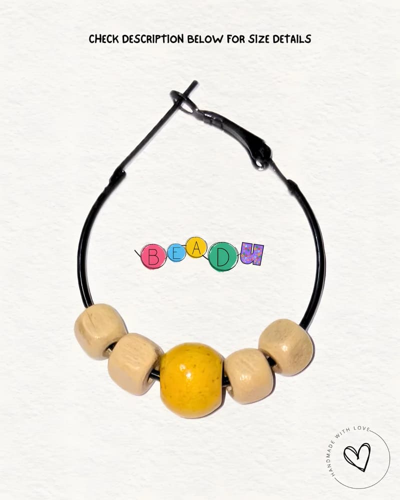 Classic Mini Cube Wooden Earring view 3