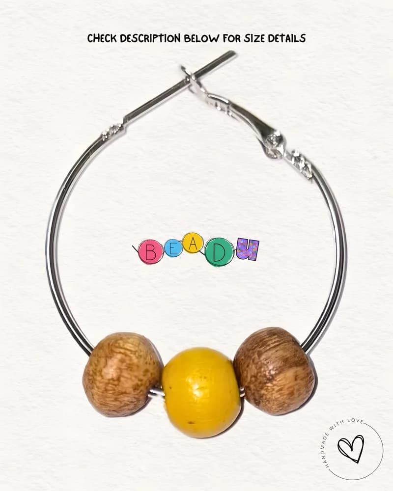 Classic Mini Hoop Wooden Earring view 3