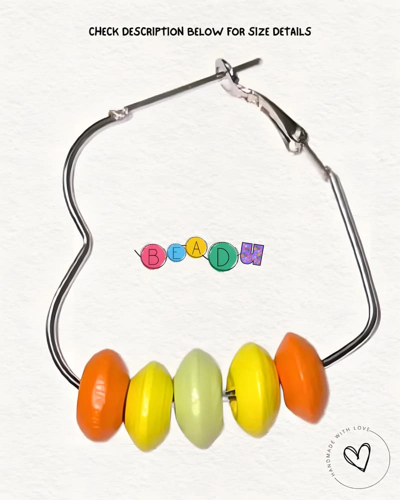 Heart Hoop Wooden Earring view 2
