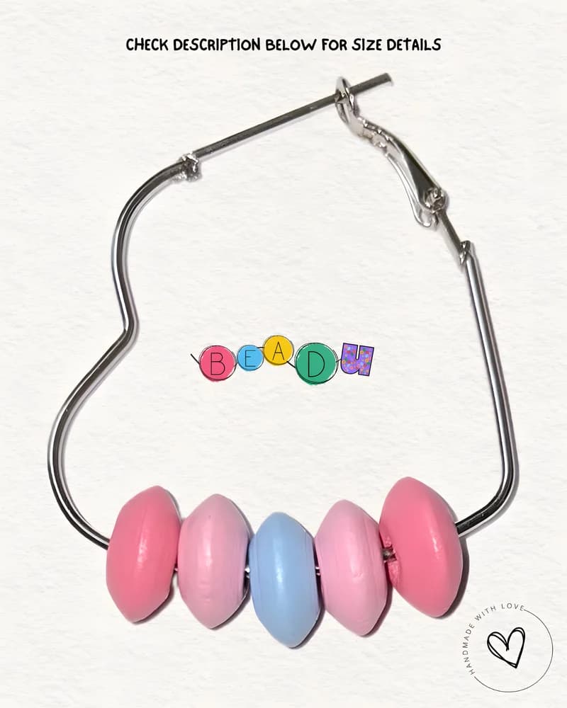 Heart Hoop Wooden Earring view 3