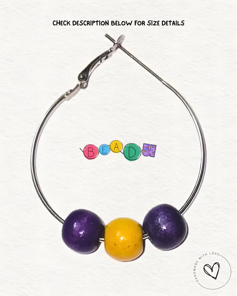 Mini Hoop Wooden Earring view 2