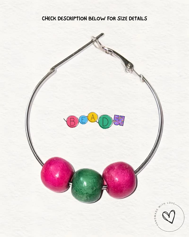 Mini Hoop Wooden Earring view 3