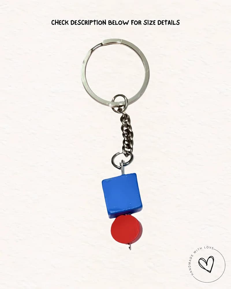 Poppin Blue Cube Wooden Keychain 2 view 3