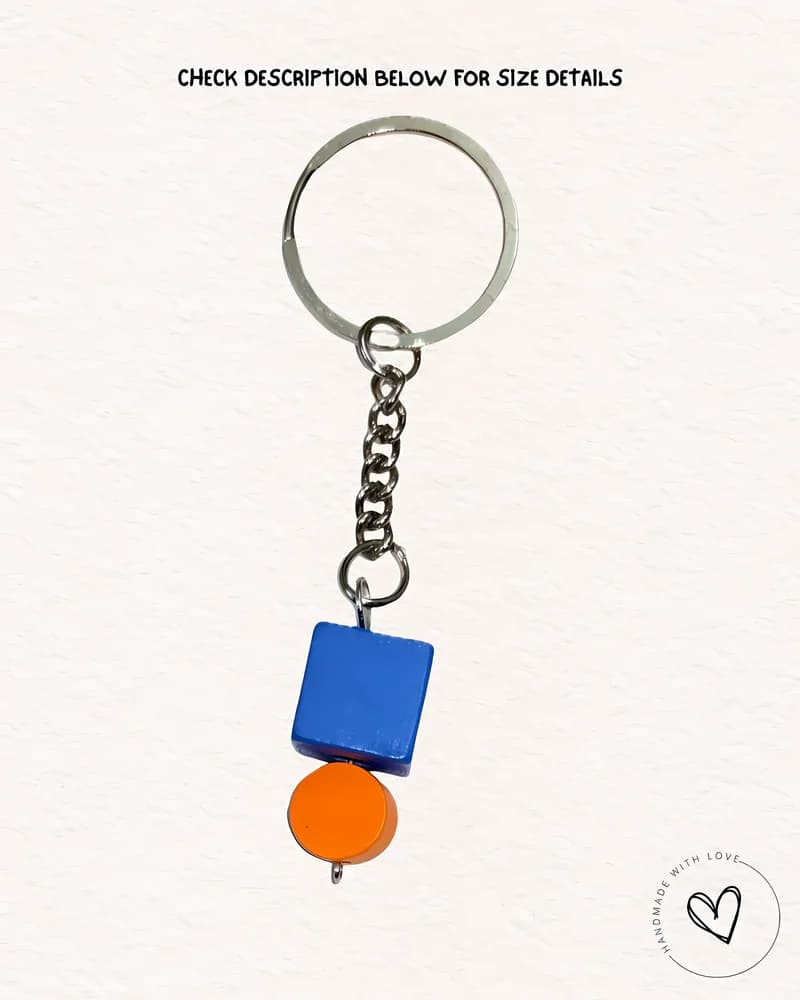 Poppin Blue Cube Wooden Keychain 2 view 4