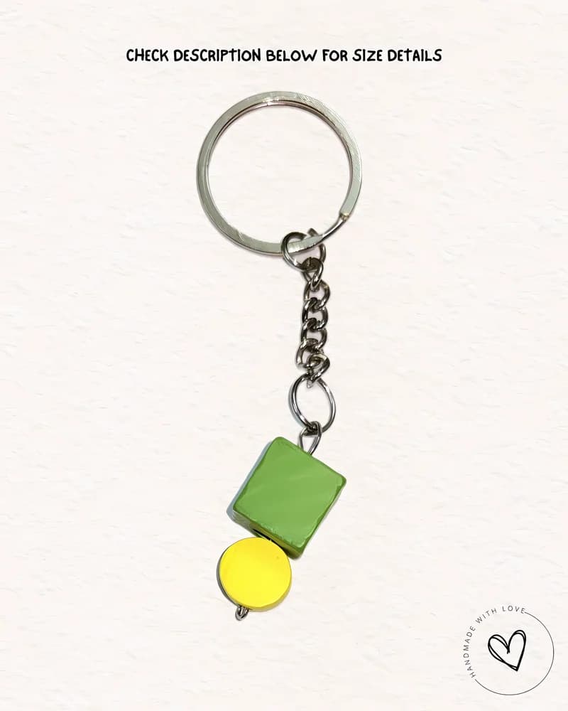 Poppin Blue Cube Wooden Keychain view 2