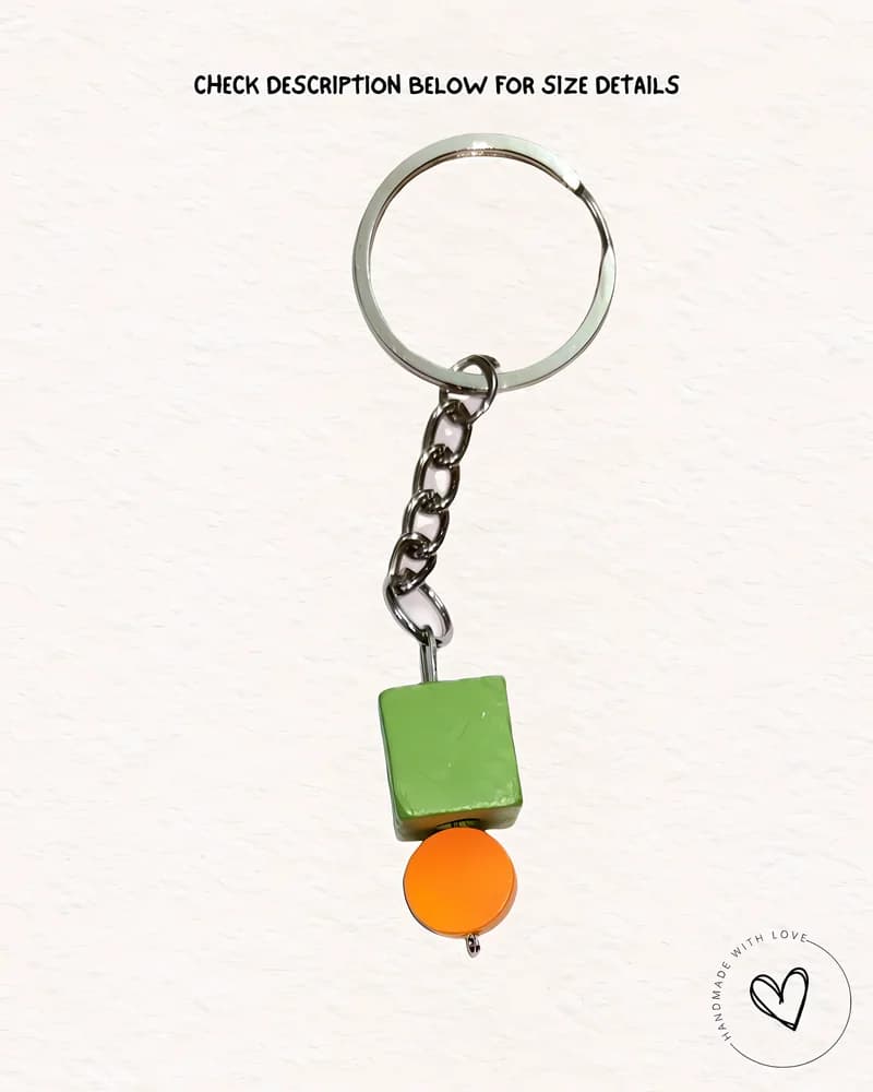 Poppin Blue Cube Wooden Keychain view 3