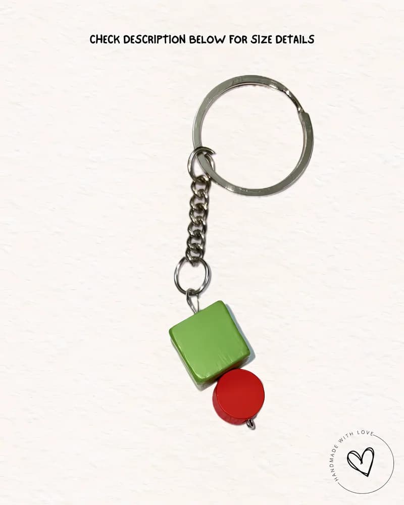 Poppin Blue Cube Wooden Keychain view 4