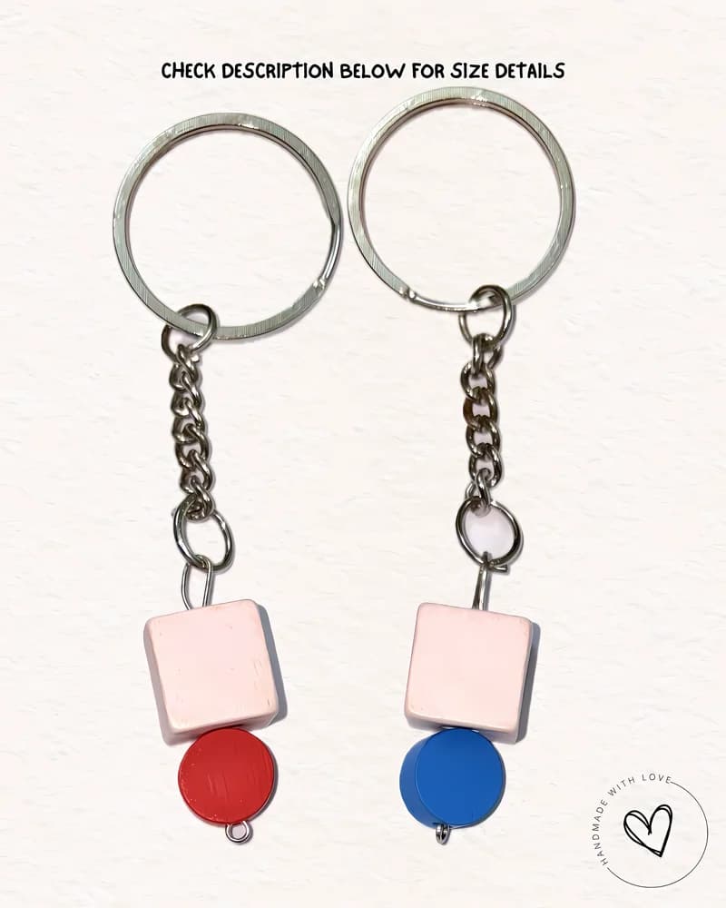 Poppin Pink Cube Wooden Keychain