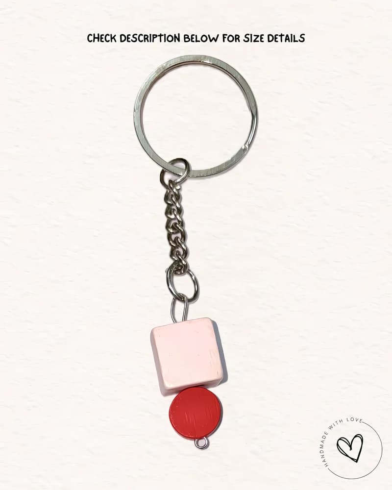 Poppin Pink Cube Wooden Keychain view 3