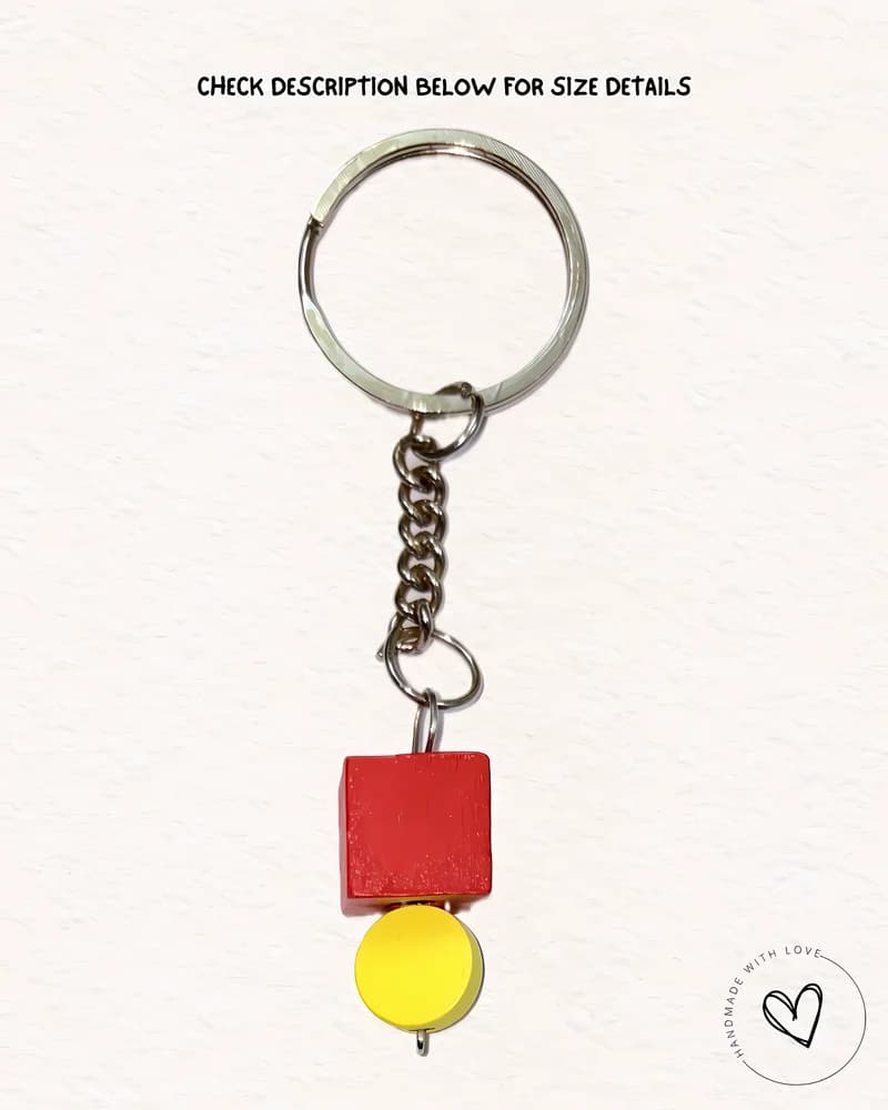 Poppin Red Cube Wooden Keychain