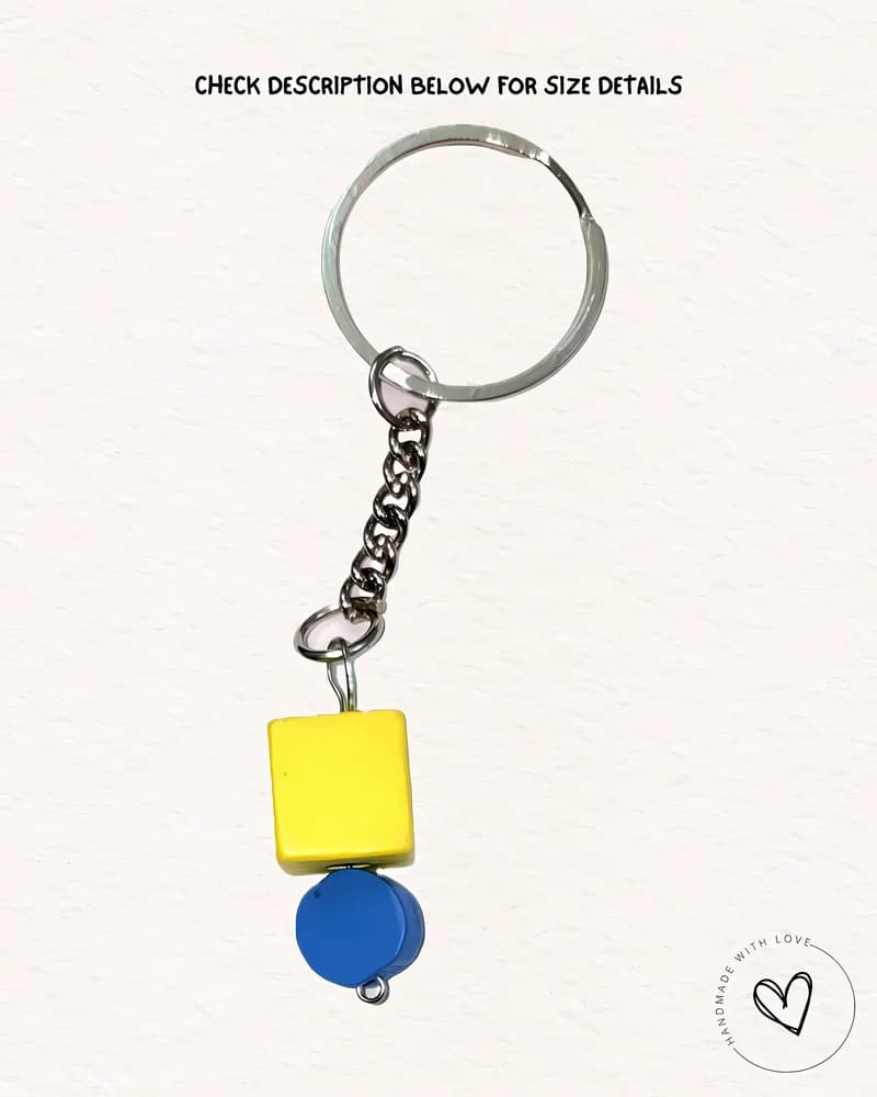 Poppin Yellow Cube Wooden Keychain view 2