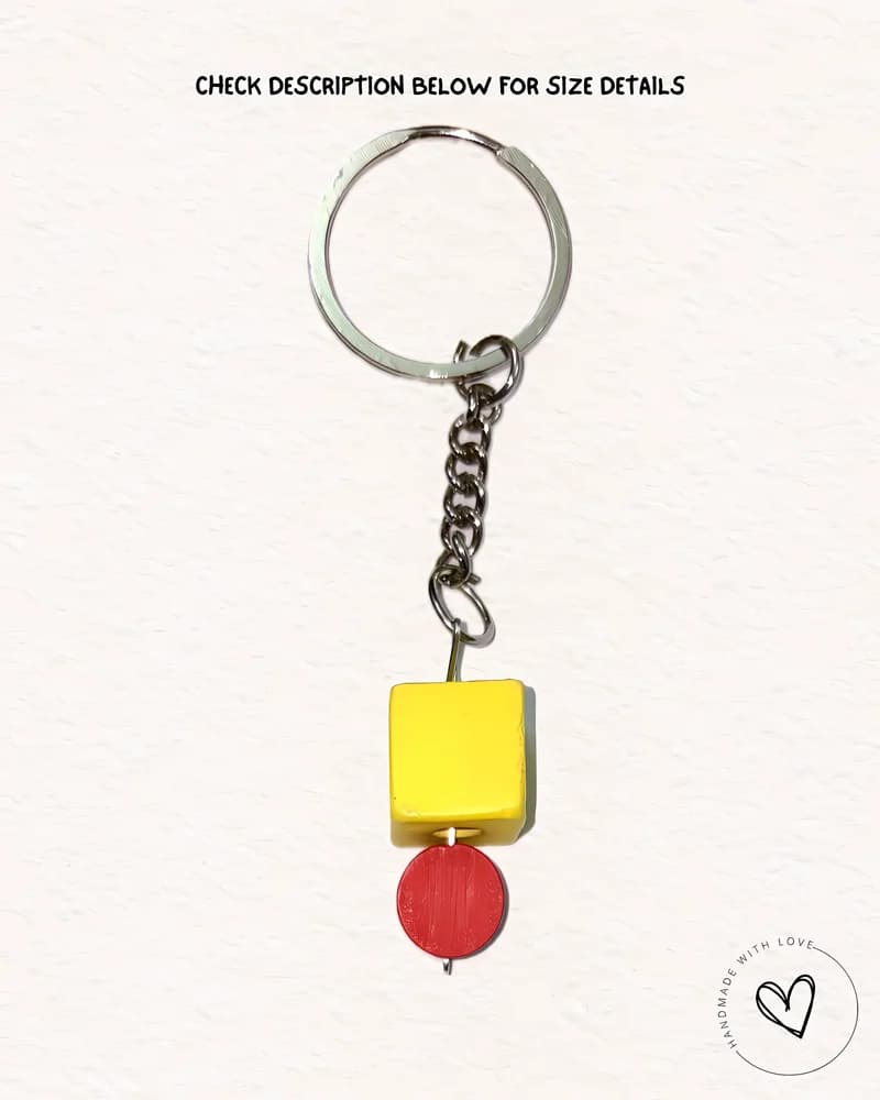 Poppin Yellow Cube Wooden Keychain view 3