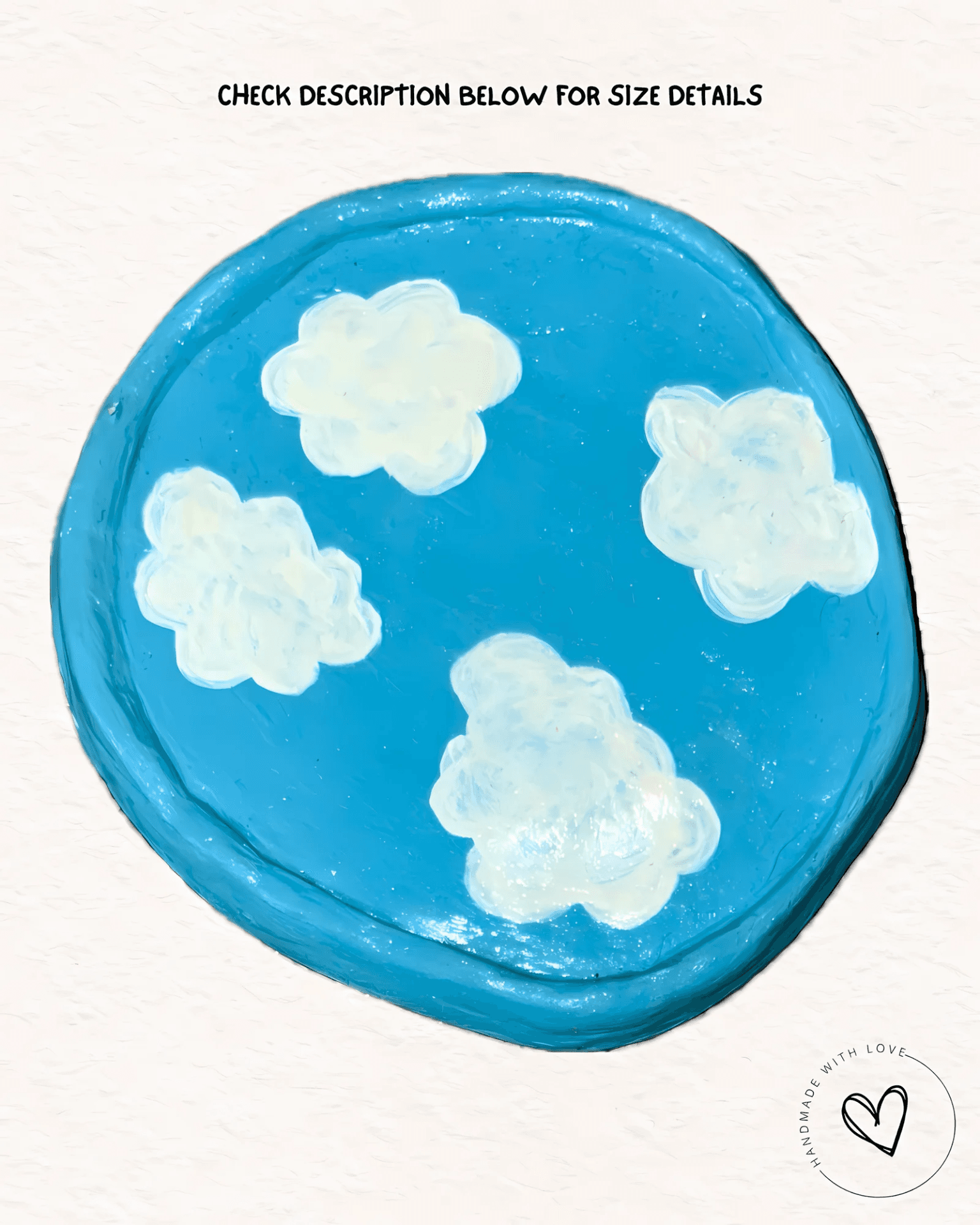Cerulean Sky & Hand-Painted Clouds Clay Trinket Dish view 1
