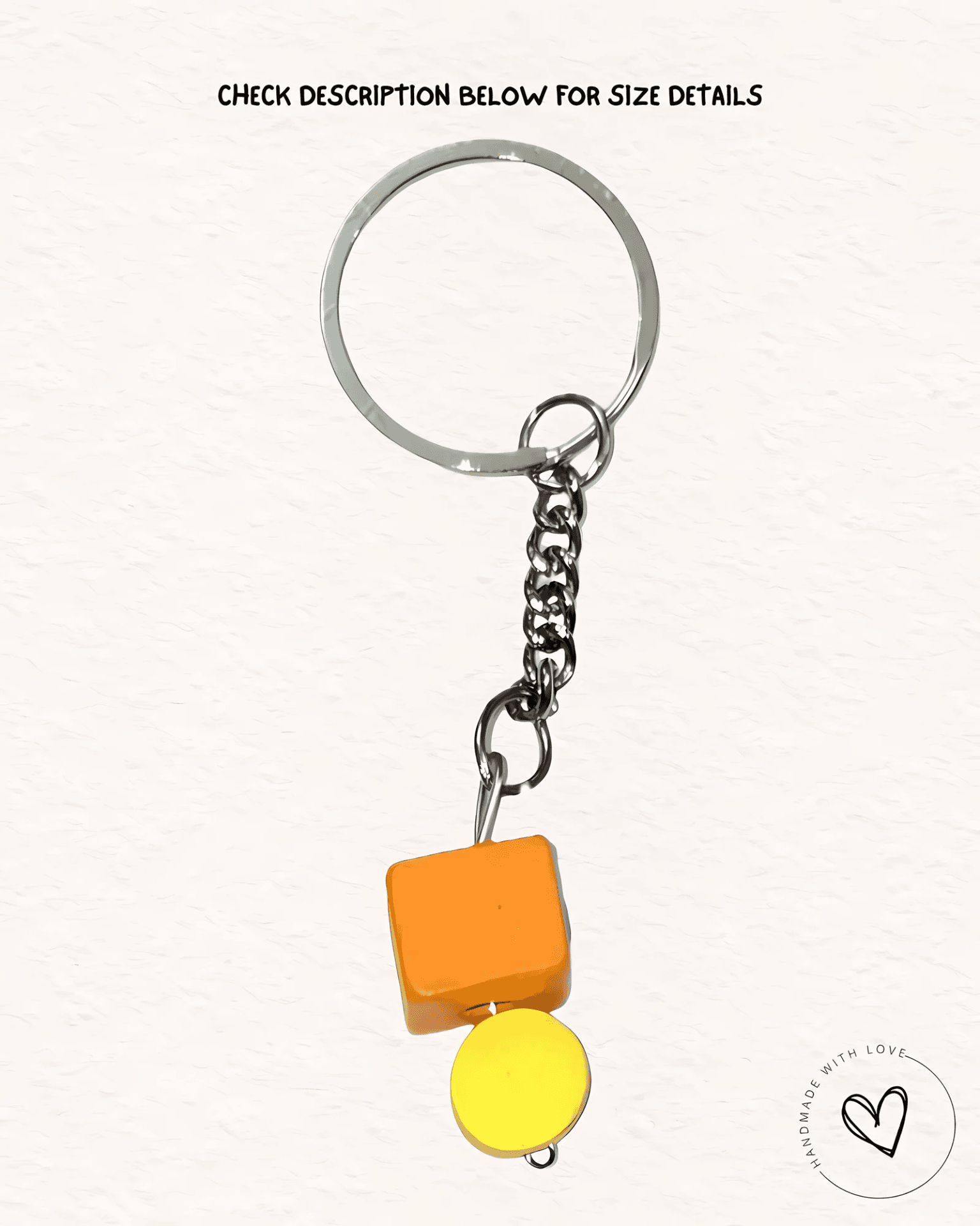 Artisan Wood Block Charm Keychain - Tangerine & Citrus