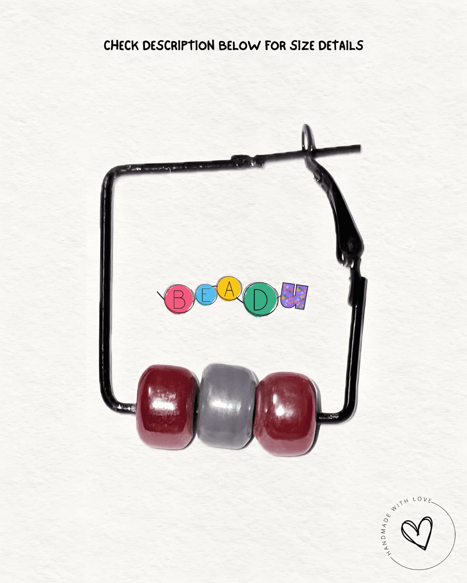 Architectural Square Hoop with Burgundy & Slate Barrels view 1