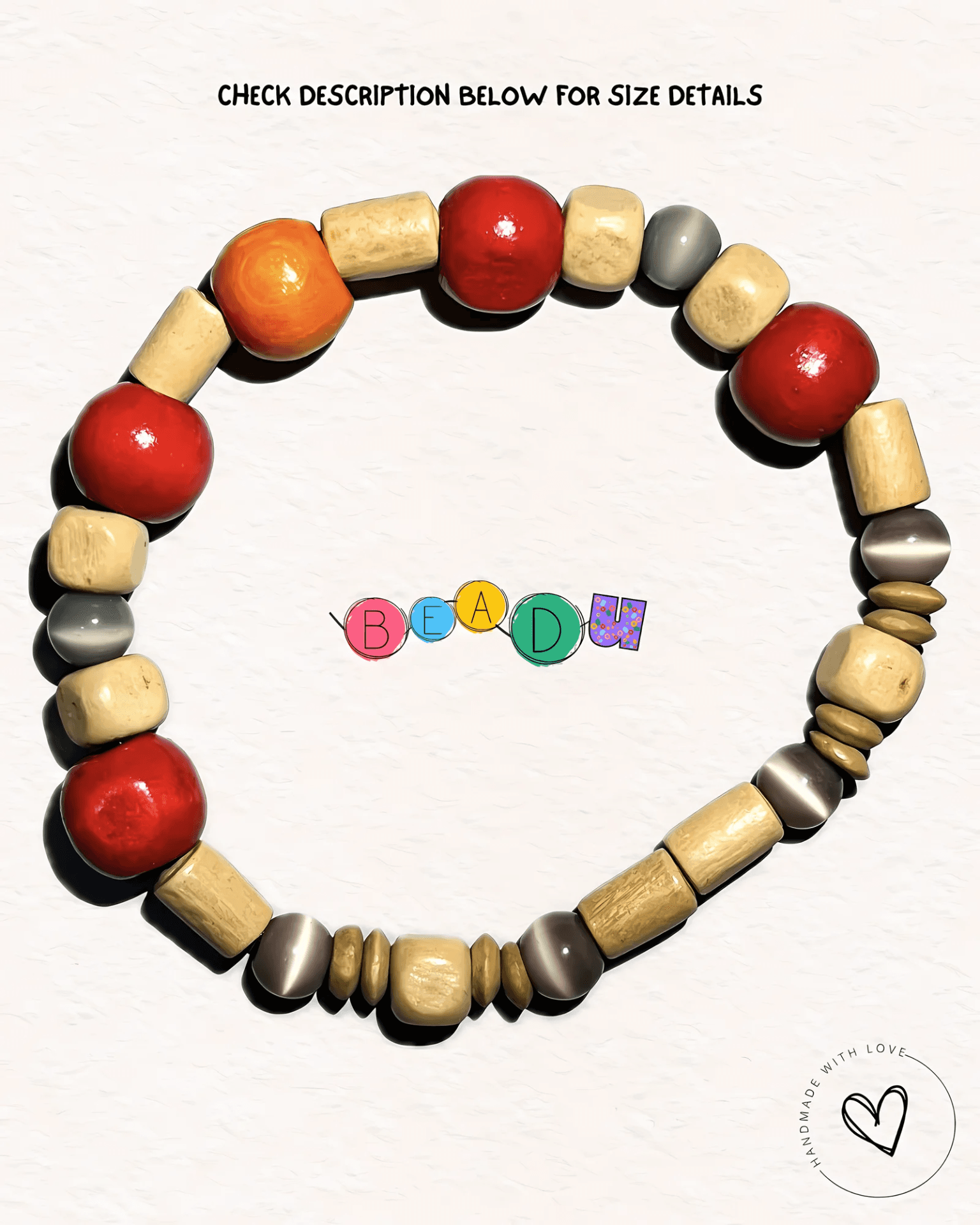 Crimson Timber & Smokey Cat's Eye Earth Bracelet view 1
