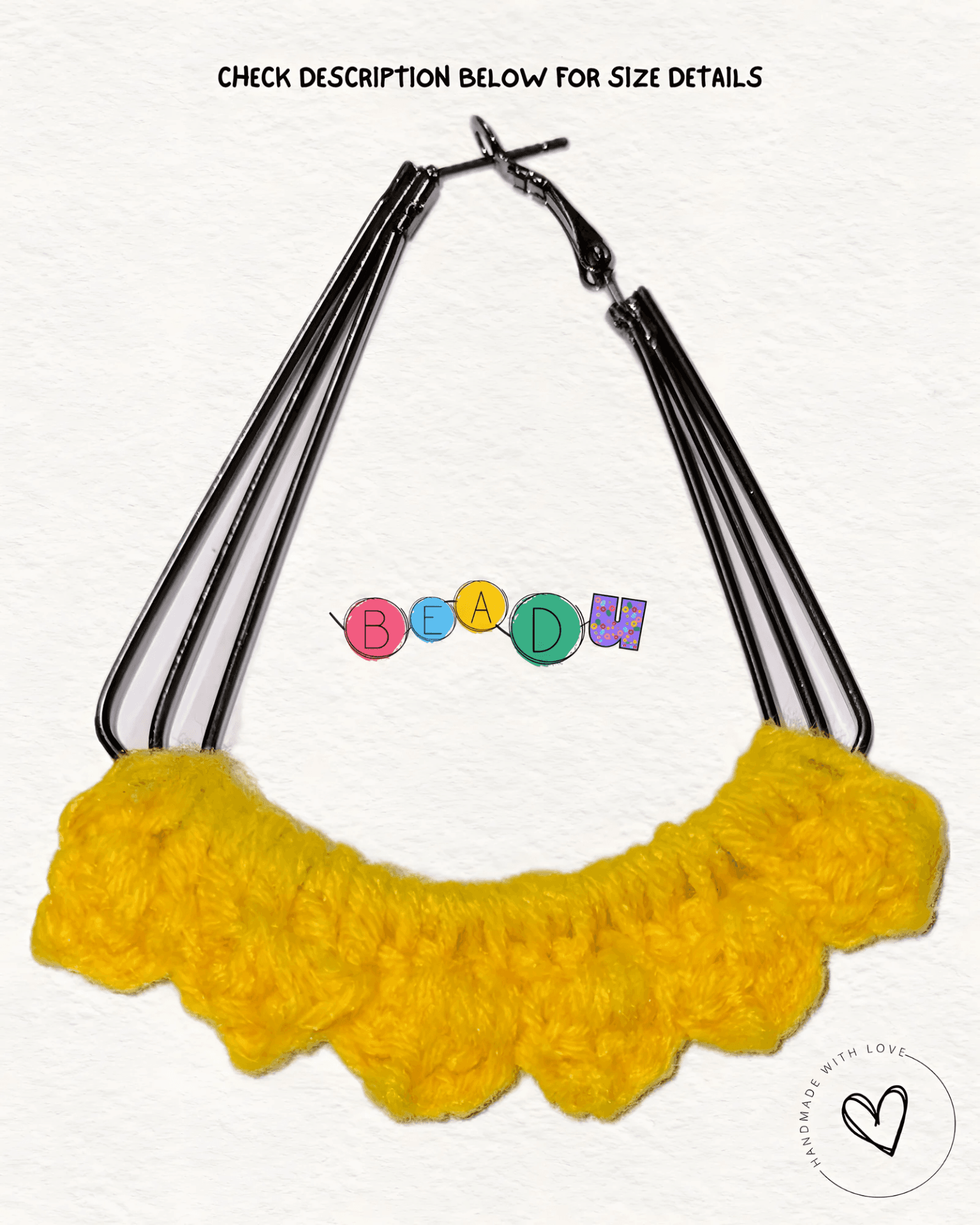 Marigold Yellow Ruffled Scallop Crochet Earrings view 1