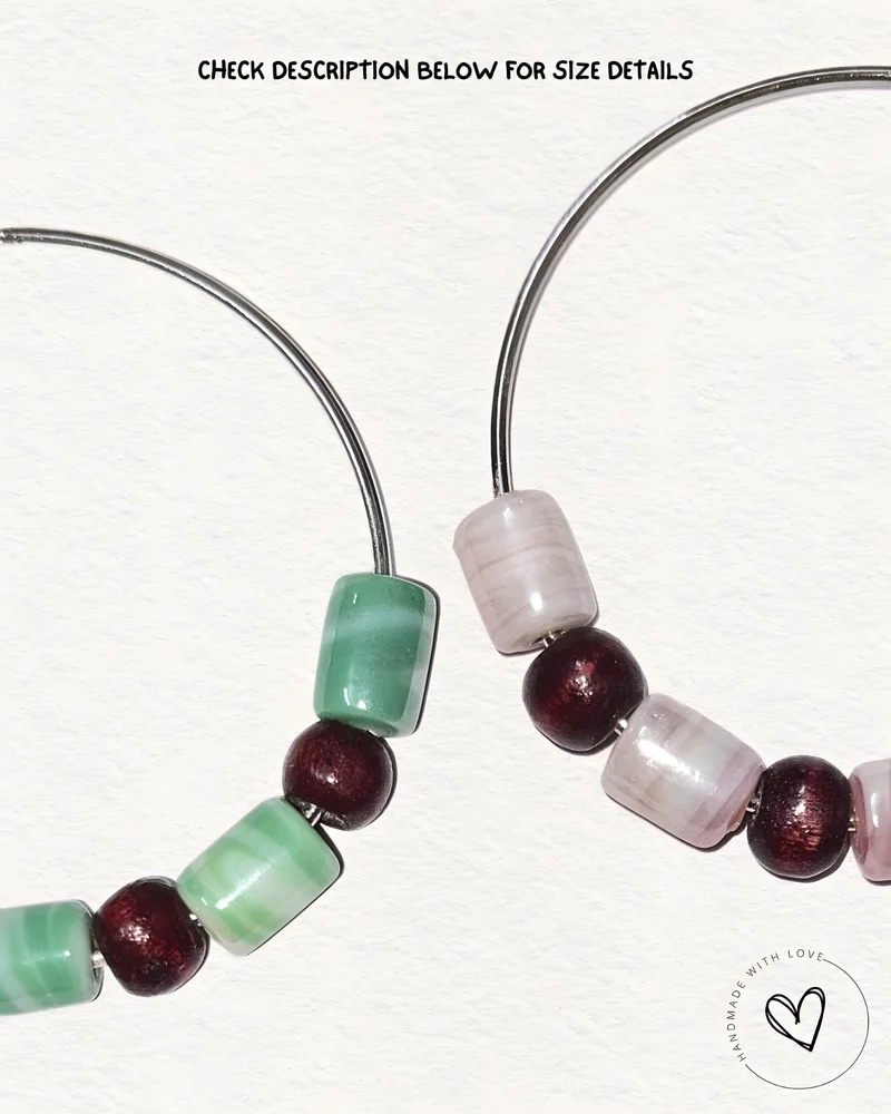 Big Marble Hoop Glass Earring