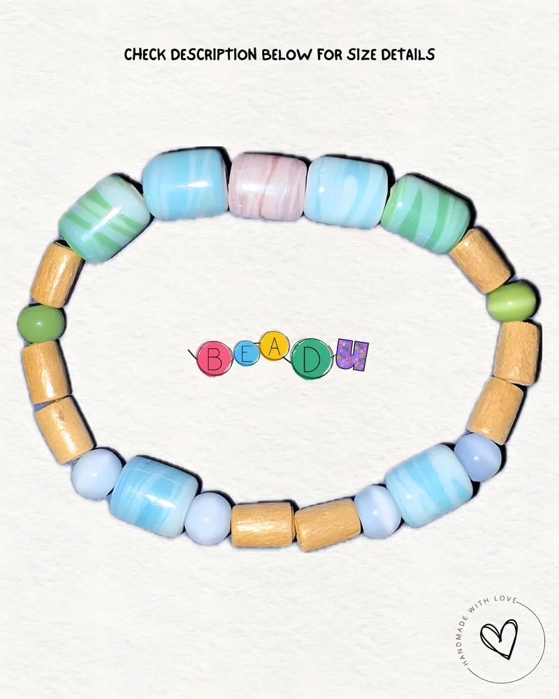 Marshmallow Wooden Glass Bracelet