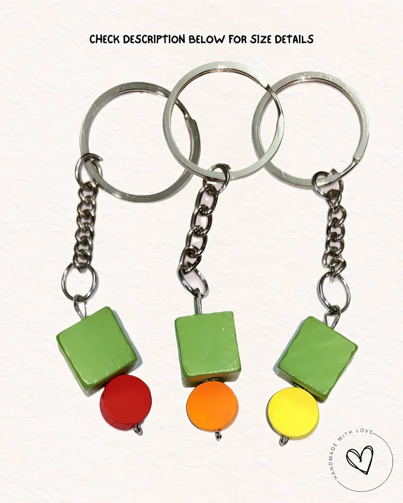Poppin Blue Cube Wooden Keychain