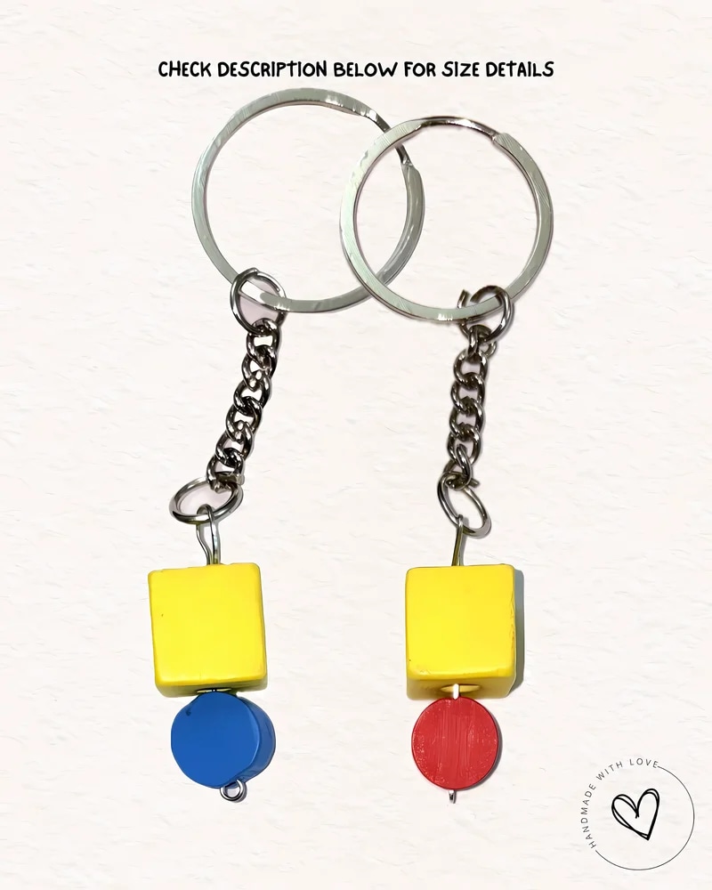Poppin Yellow Cube Wooden Keychain