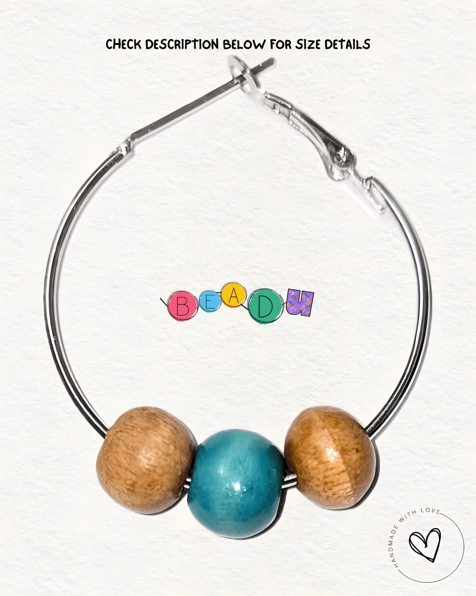 Silver Hoop with Turquoise Wooden Bead