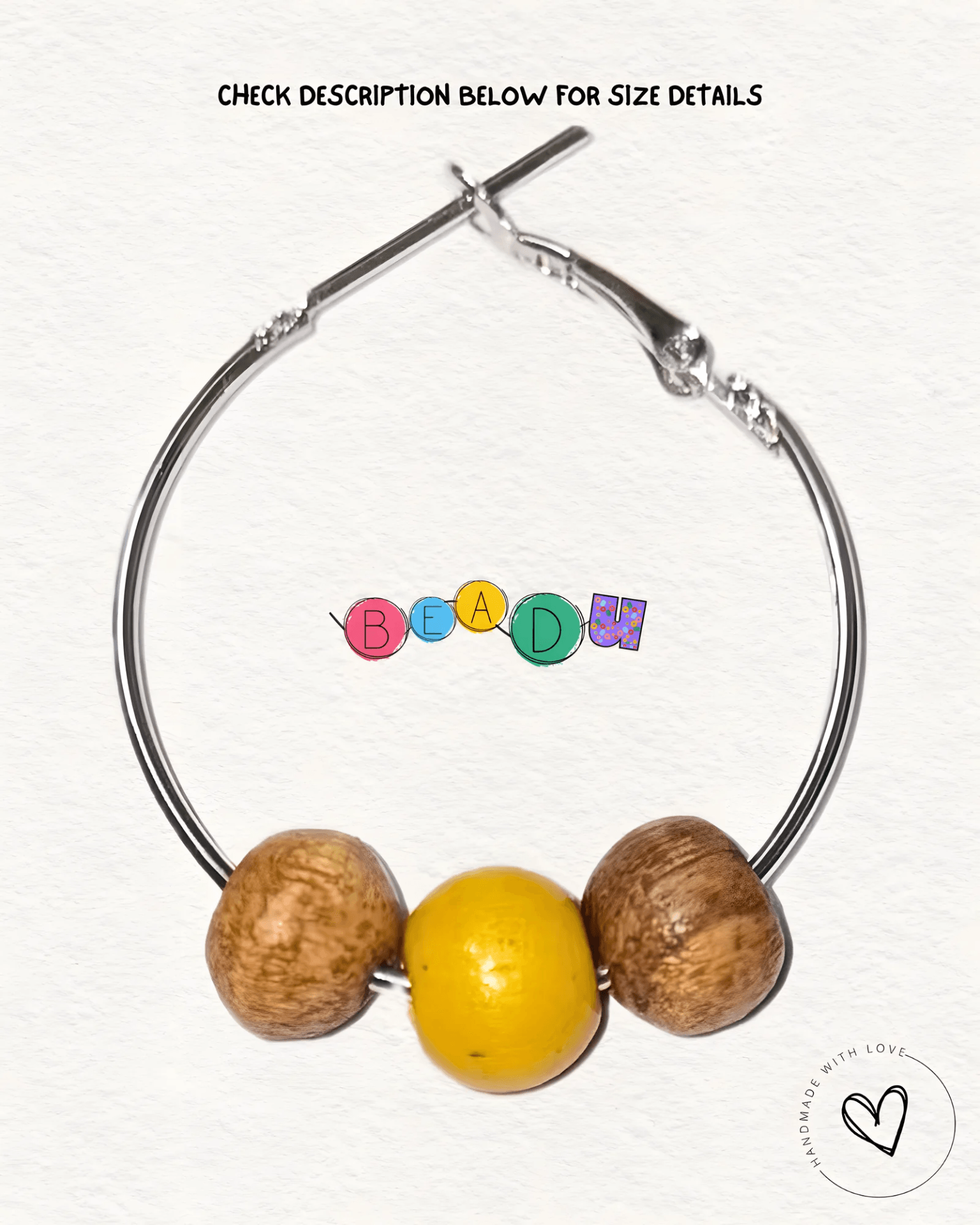 Silver Hoop with Sunny Yellow Wooden Bead