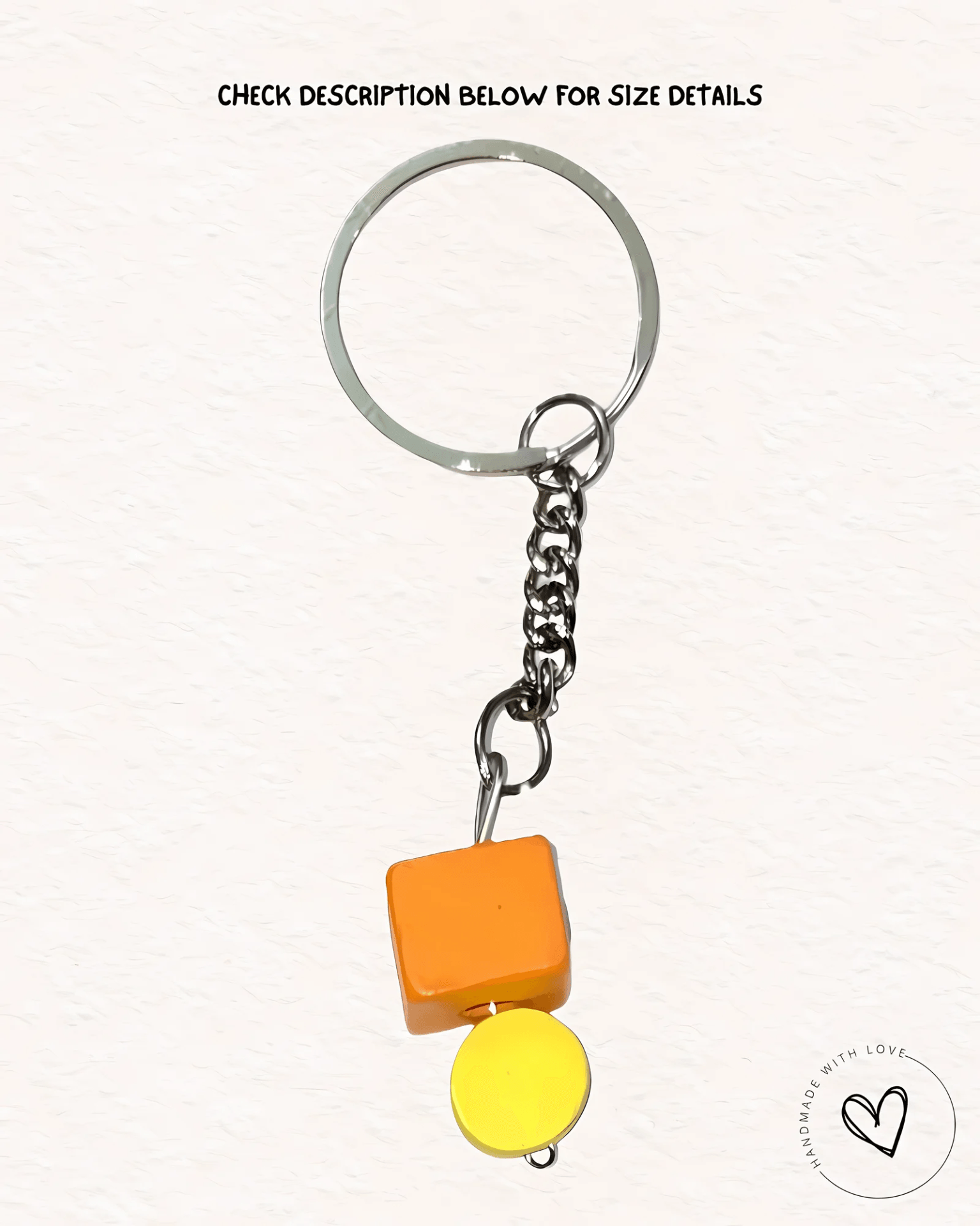 Artisan Wood Block Charm Keychain - Tangerine & Citrus