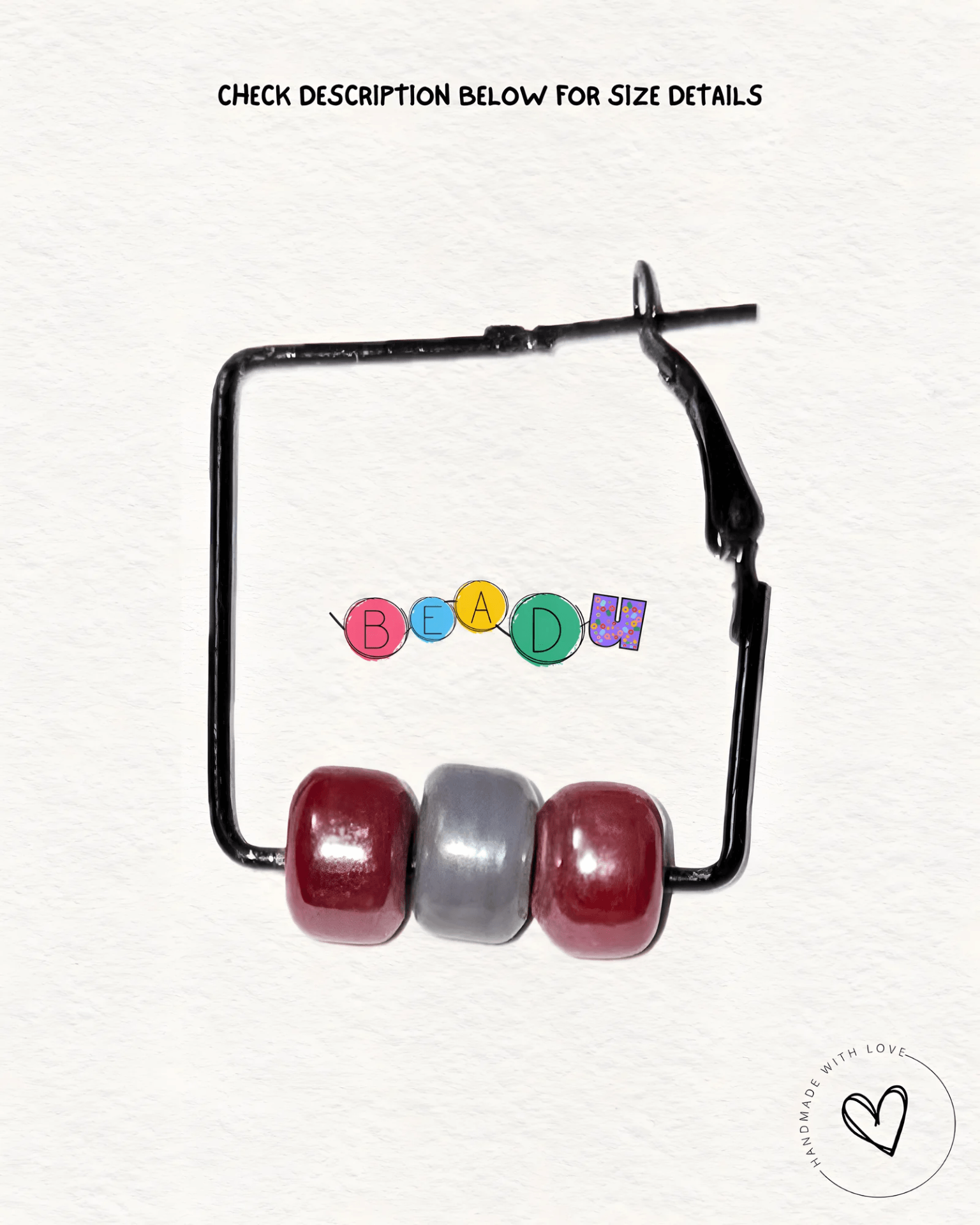 Architectural Square Hoop with Burgundy & Slate Barrels