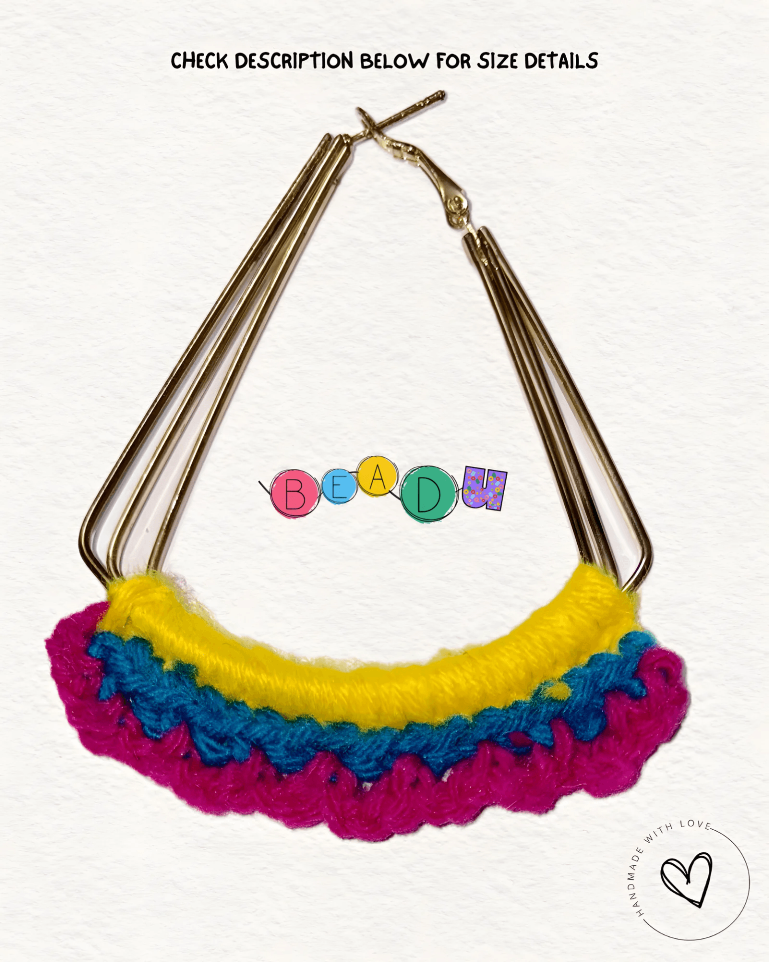Festive Tri-Color Sunshine & Ocean Crochet Hoops