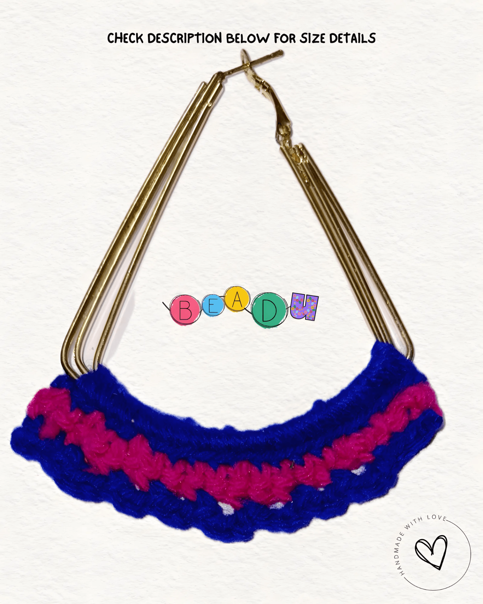 Electric Blue & Magenta Scalloped Crochet Earrings