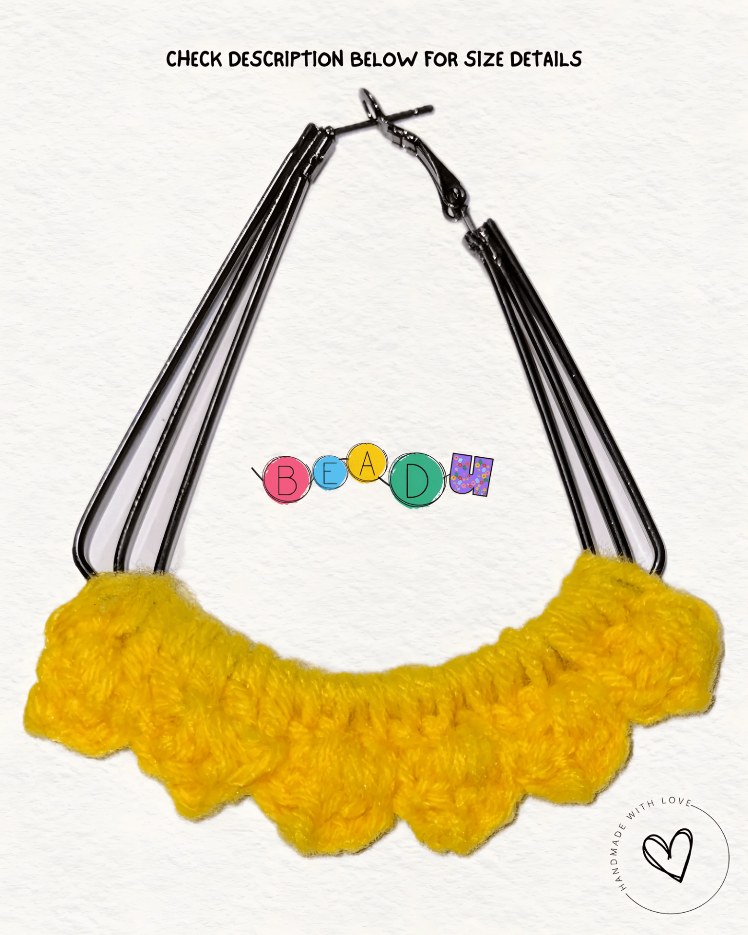 Marigold Yellow Ruffled Scallop Crochet Earrings