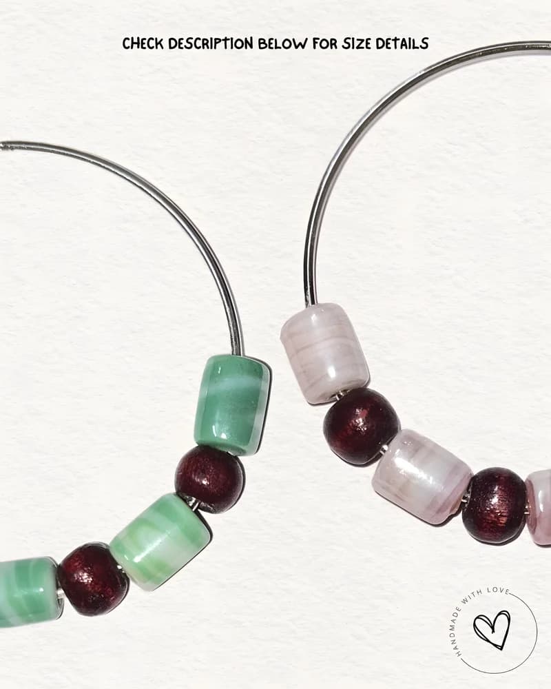 Big Marble Hoop Glass Earring