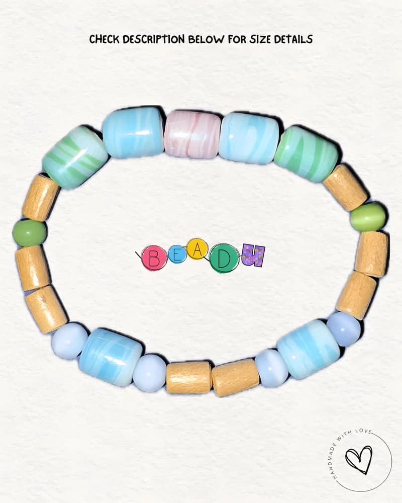 Marshmallow Wooden Glass Bracelet