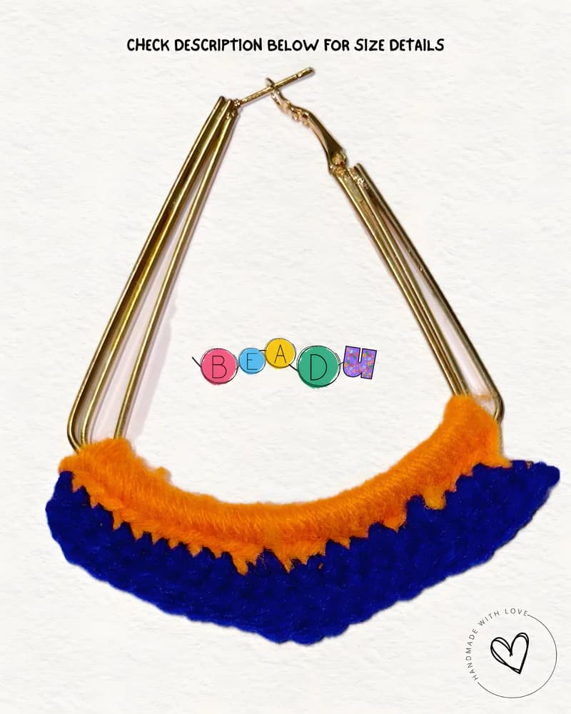 Shaded Knots Crochet Earring Blue Orange