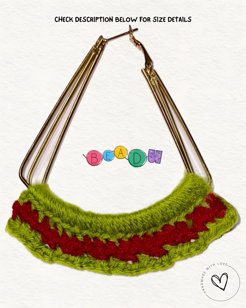 Shaded Knots Crochet Earring Green Red